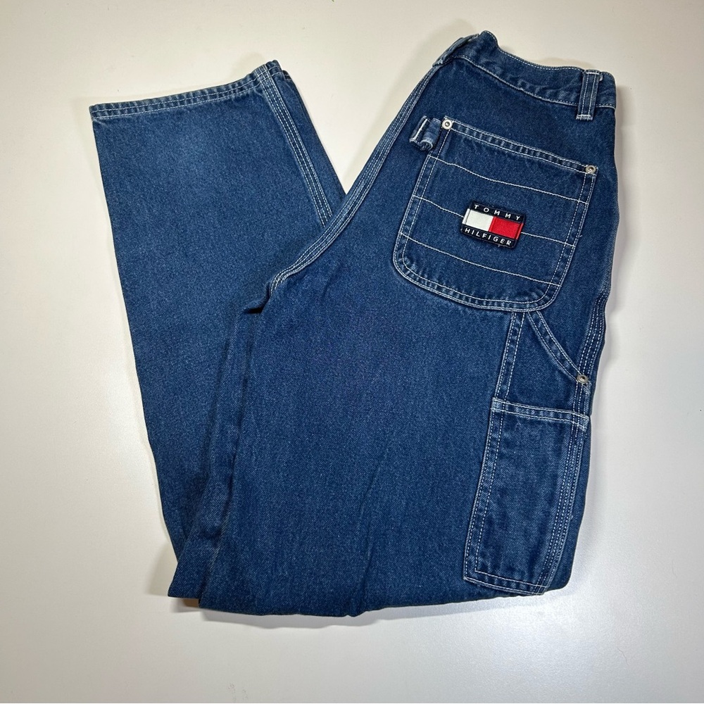 Vintage Tommy Hilfiger Kid's 10 Carpenter Jeans Logo Patch 90s Y2K Boy Girl